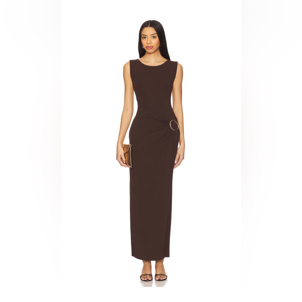 Nia jersey knit gold buckle dress